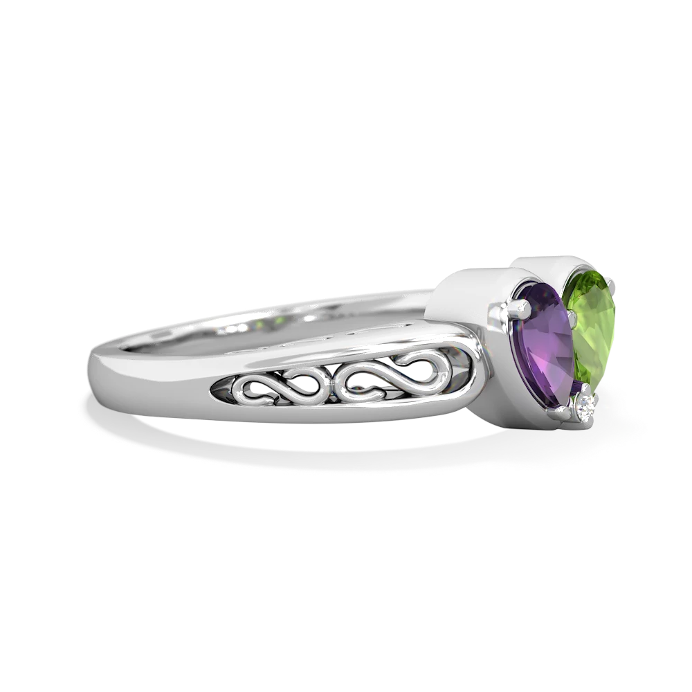 Amethyst Filligree 'One Heart' 14K White Gold ring R5070