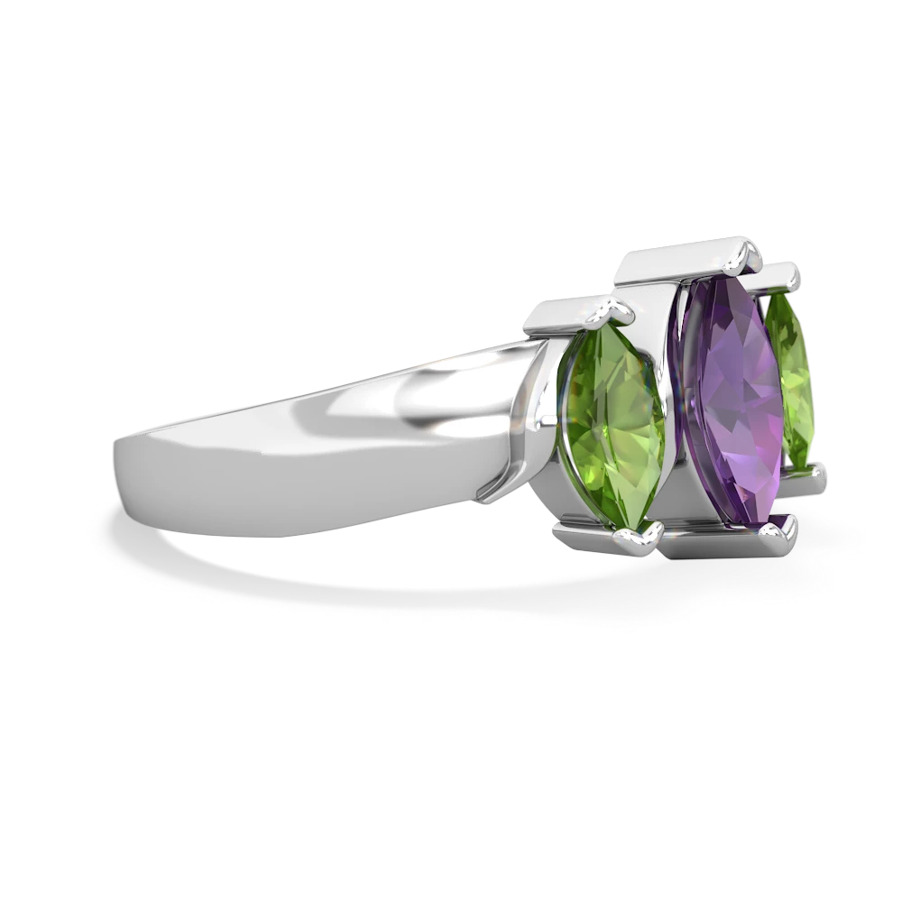 Amethyst Three Peeks 14K White Gold ring R2433