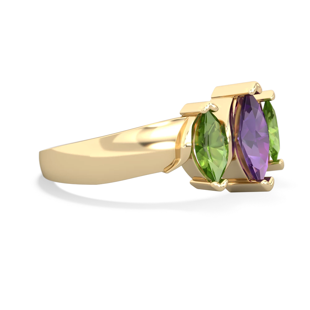 Amethyst Three Peeks 14K Yellow Gold ring R2433