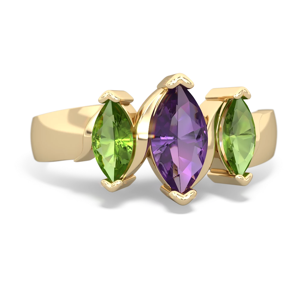 Amethyst Three Peeks 14K Yellow Gold ring R2433