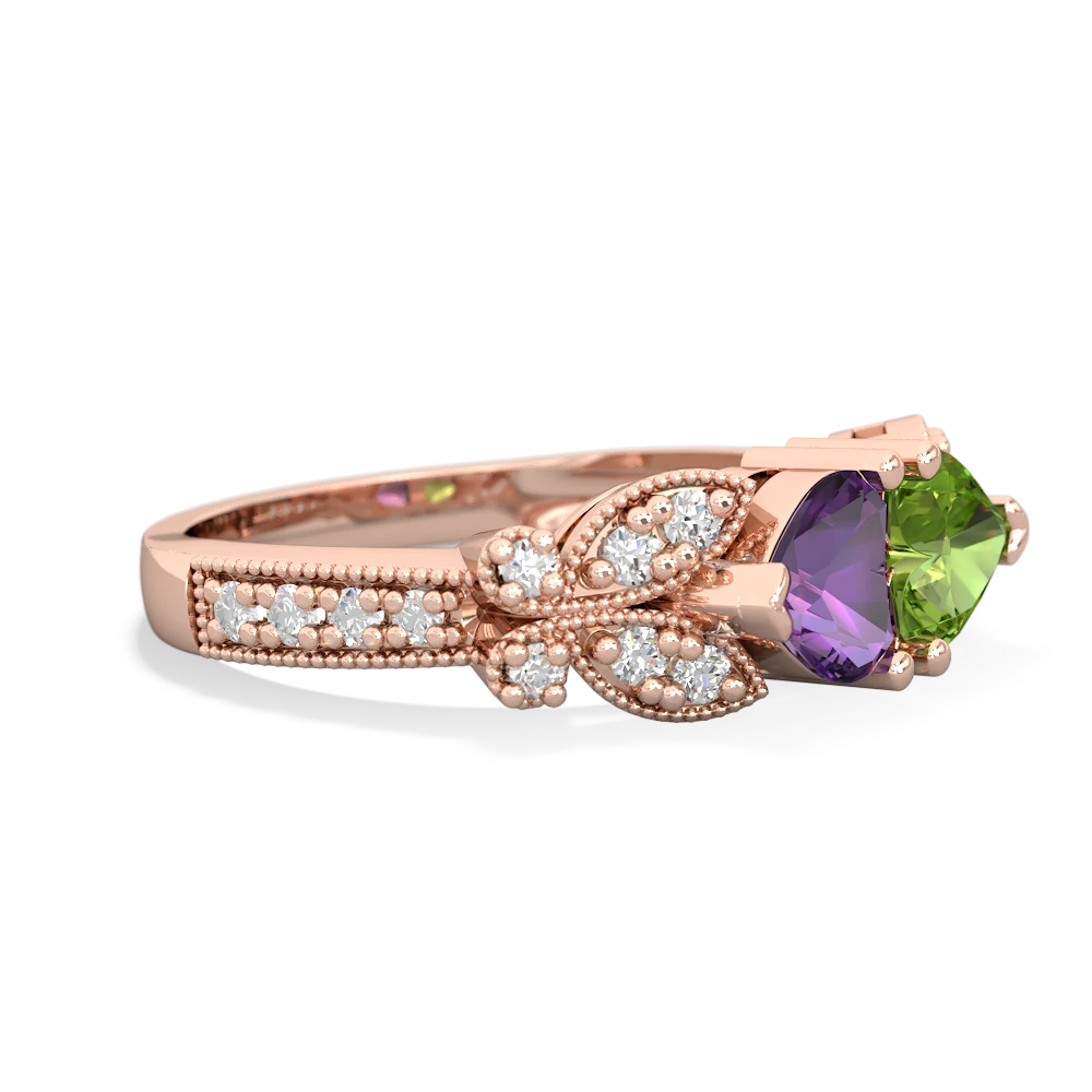 Amethyst Diamond Butterflies 14K Rose Gold ring R5601