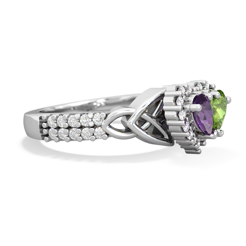 Amethyst Celtic Knot Two Hearts As One 14K White Gold ring R2644HRT