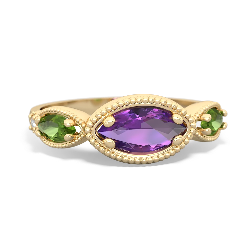 Amethyst Milgrain Marquise 14K Yellow Gold ring R5700