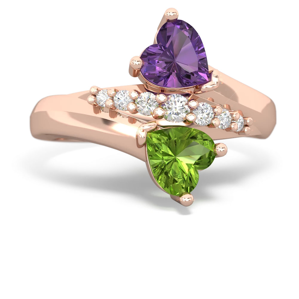 Amethyst Heart To Heart 14K Rose Gold ring R2064