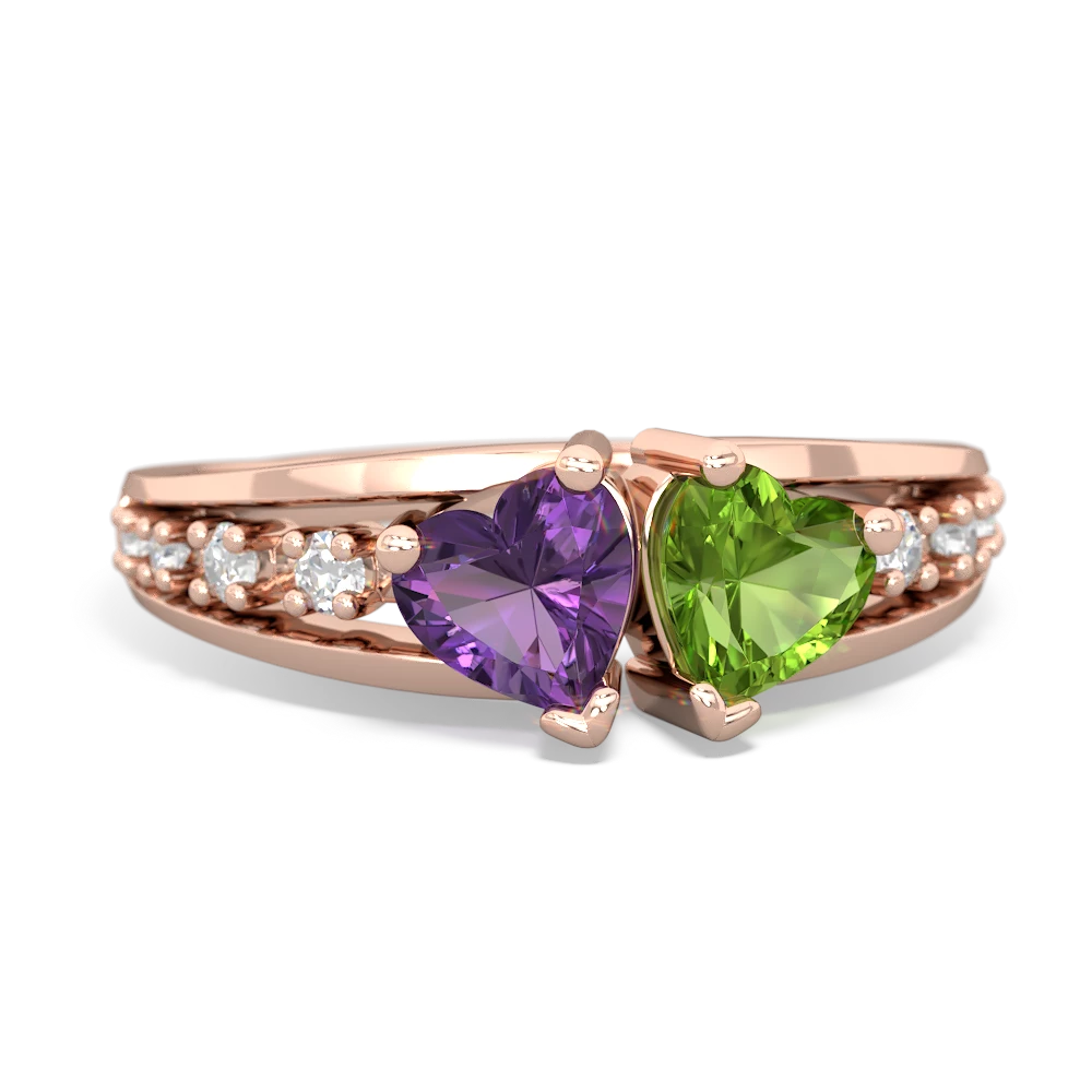 Amethyst Heart To Heart 14K Rose Gold ring R3342