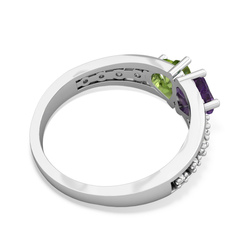 Amethyst Heart To Heart 14K White Gold ring R3342