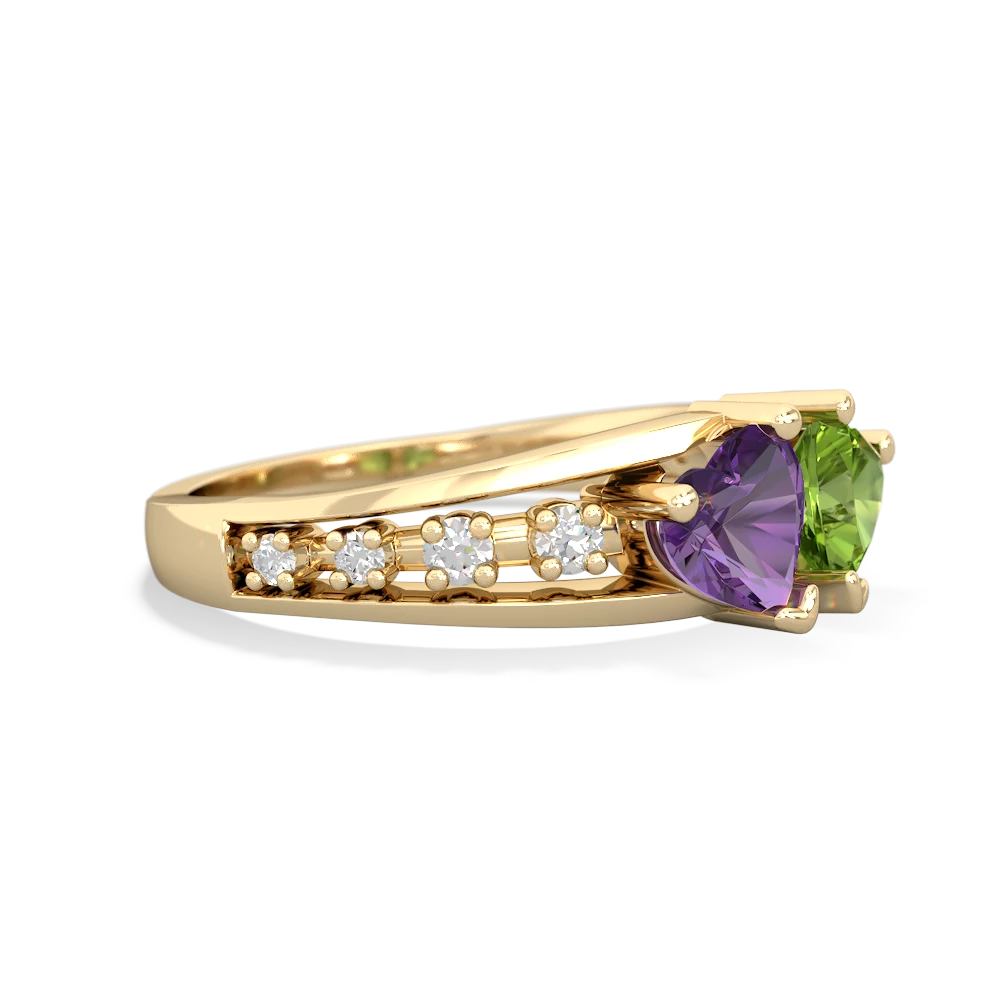 Amethyst Heart To Heart 14K Yellow Gold ring R3342