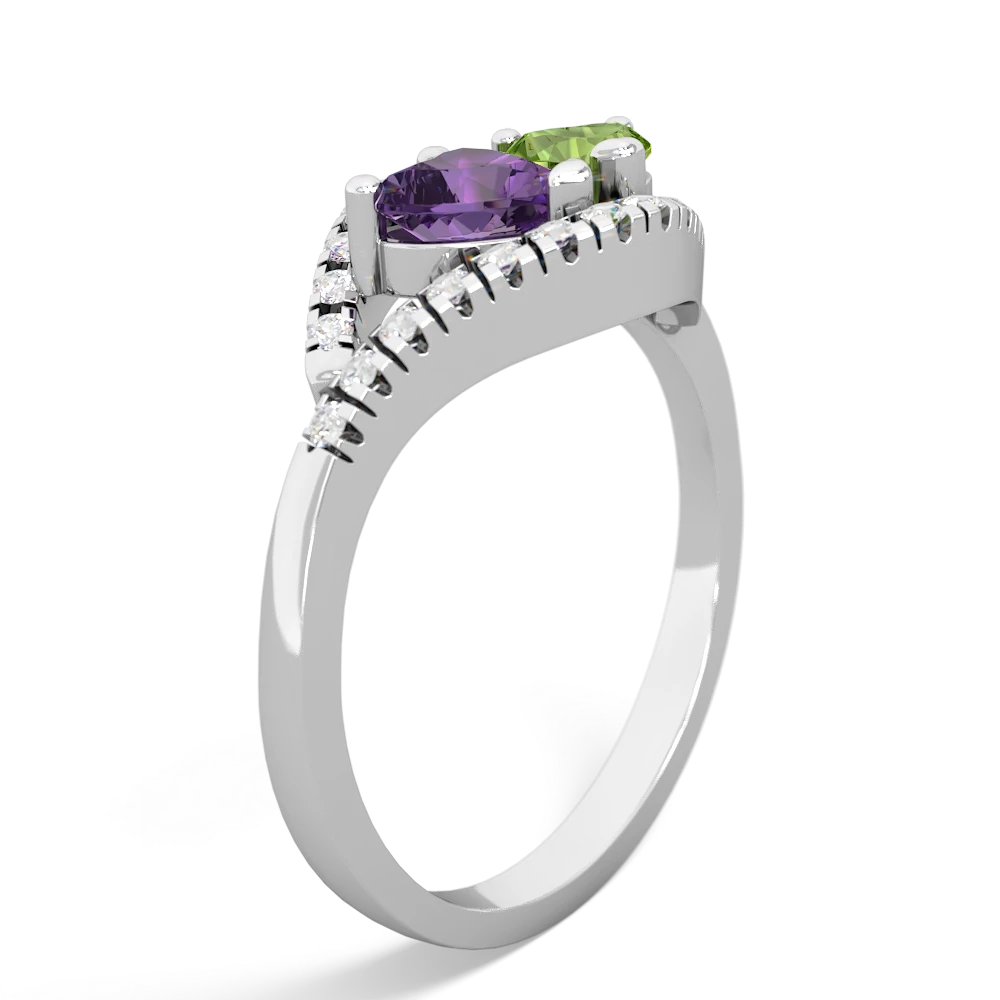 Amethyst Mother And Child 14K White Gold ring R3010