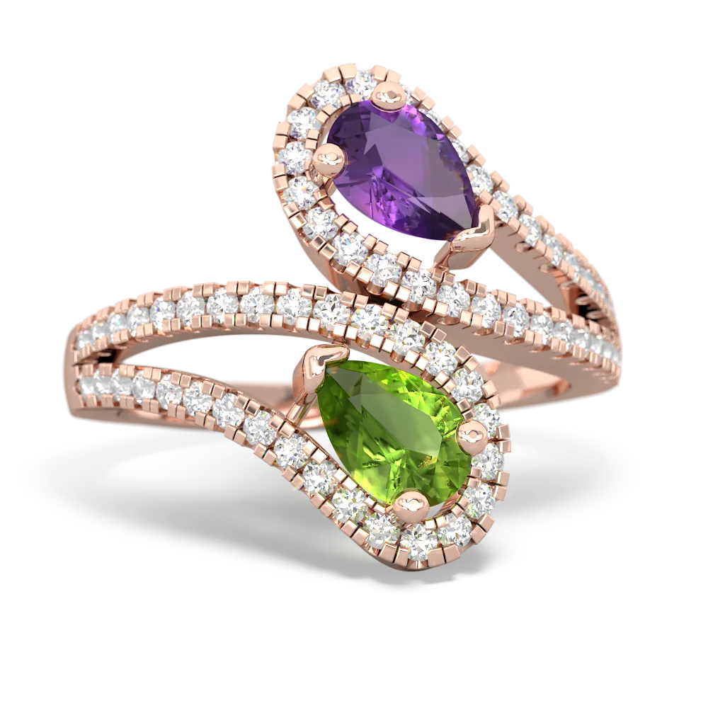 Amethyst Diamond Dazzler 14K Rose Gold ring R3000