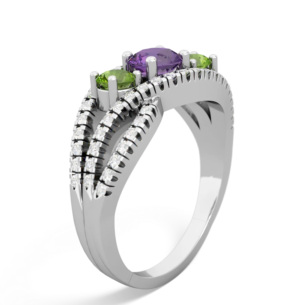 Amethyst Three Stone Aurora 14K White Gold ring R3080