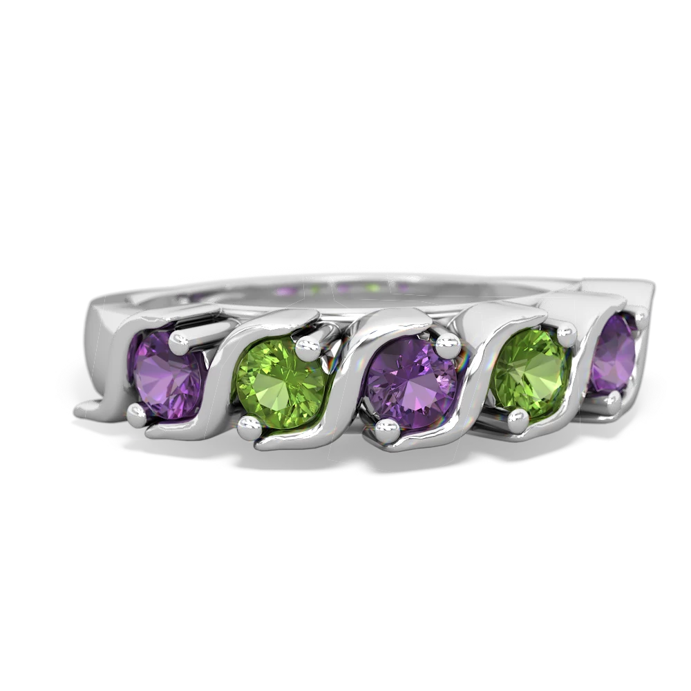 Amethyst Anniversary Band 14K White Gold ring R2089