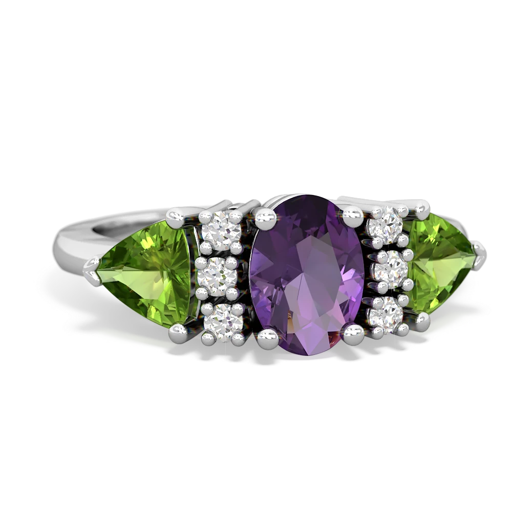 Amethyst Antique Style Three Stone 14K White Gold ring R2186