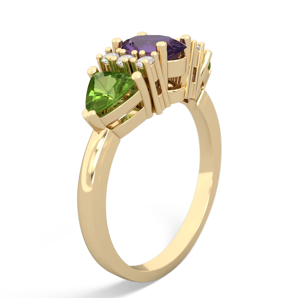 Amethyst Antique Style Three Stone 14K Yellow Gold ring R2186