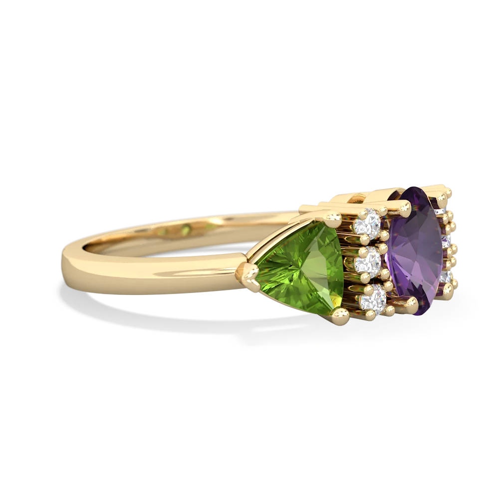 Amethyst Antique Style Three Stone 14K Yellow Gold ring R2186