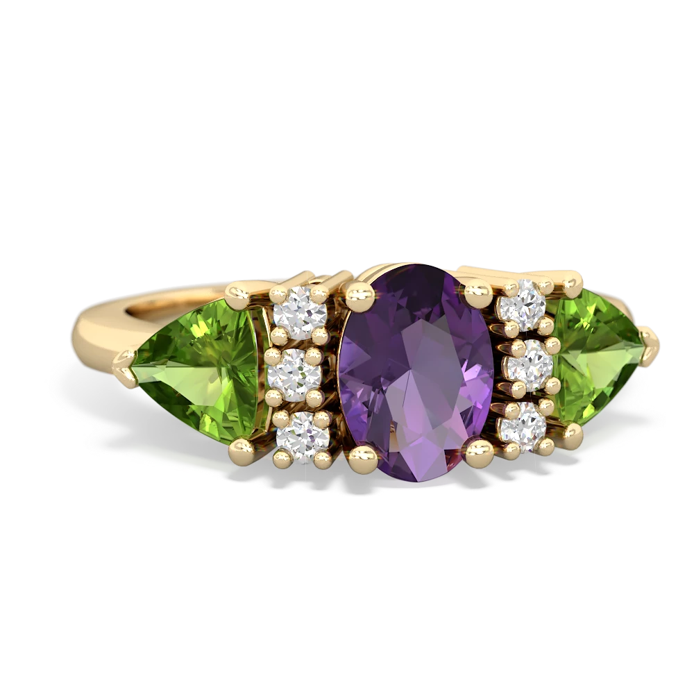 Amethyst Antique Style Three Stone 14K Yellow Gold ring R2186