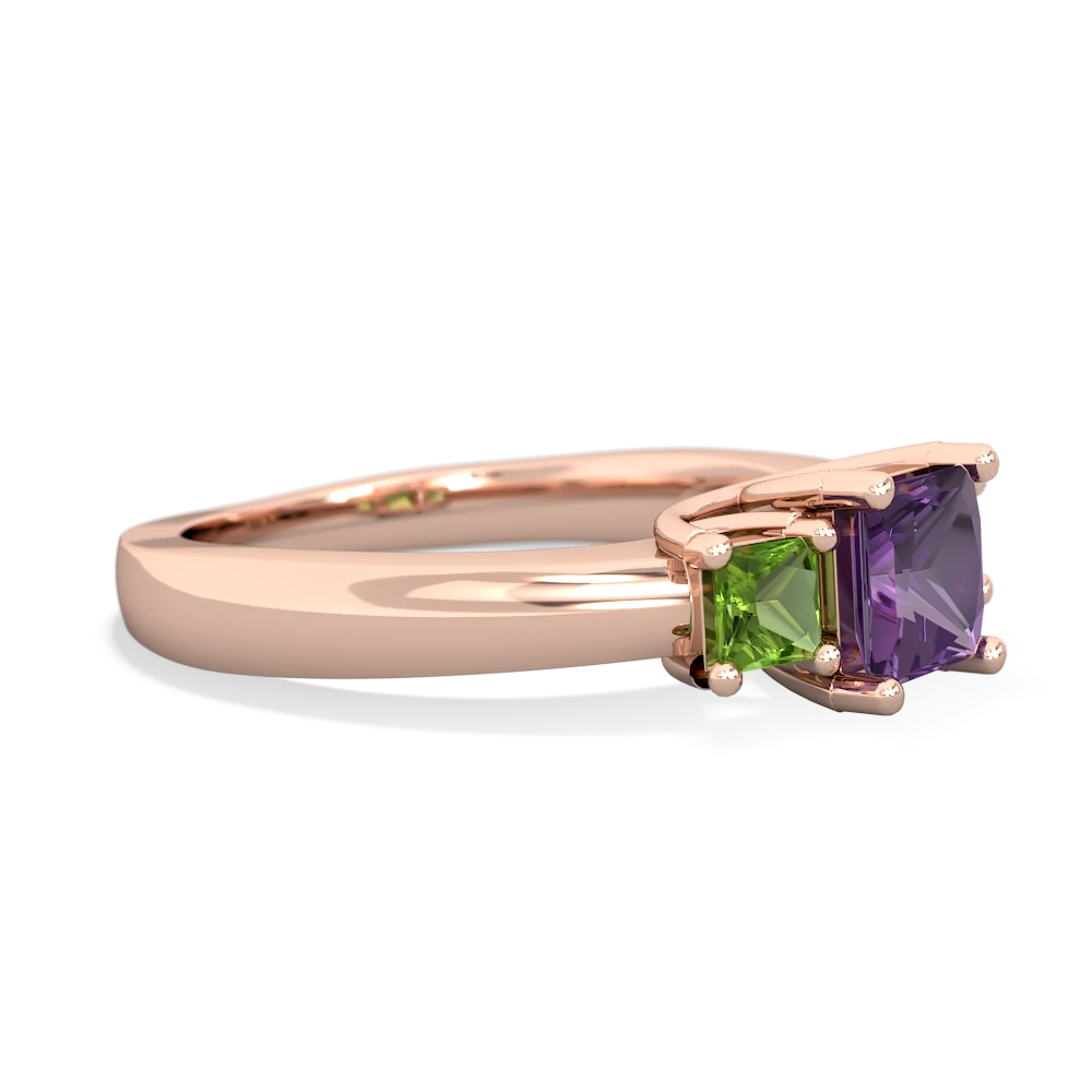 Amethyst Three Stone Trellis 14K Rose Gold ring R4015