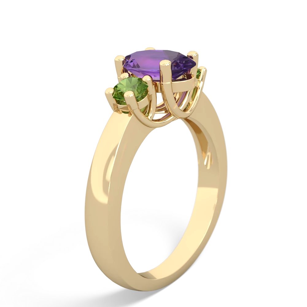 Amethyst Three Stone Oval Trellis 14K Yellow Gold ring R4024