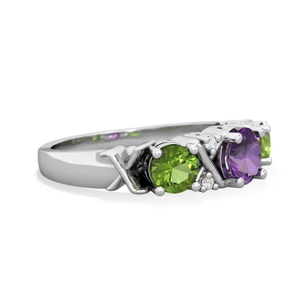 Amethyst Hugs And Kisses 14K White Gold ring R5016