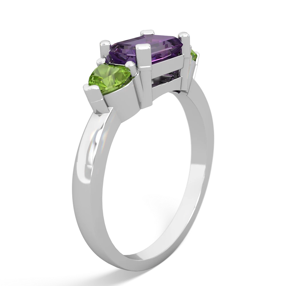 Amethyst Three Stone 14K White Gold ring R5235