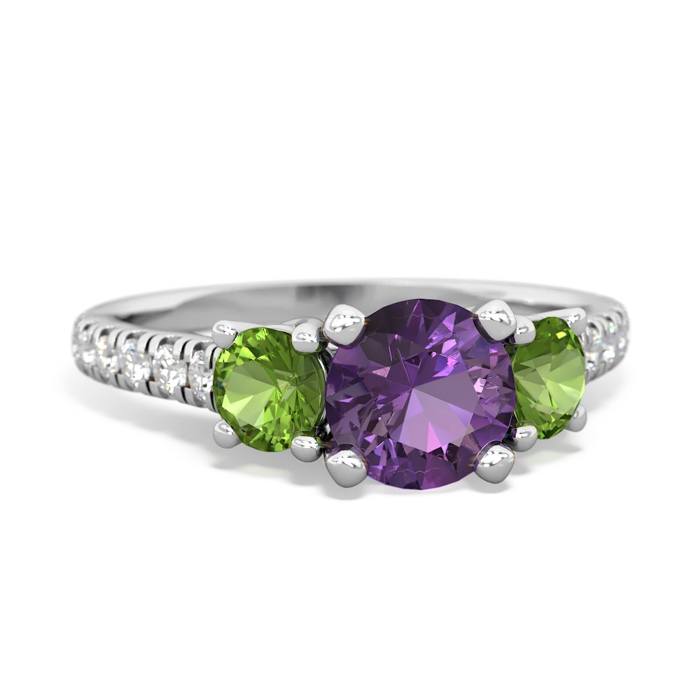 Amethyst Pave Trellis 14K White Gold ring R5500