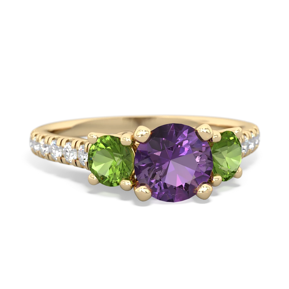 Amethyst Pave Trellis 14K Yellow Gold ring R5500