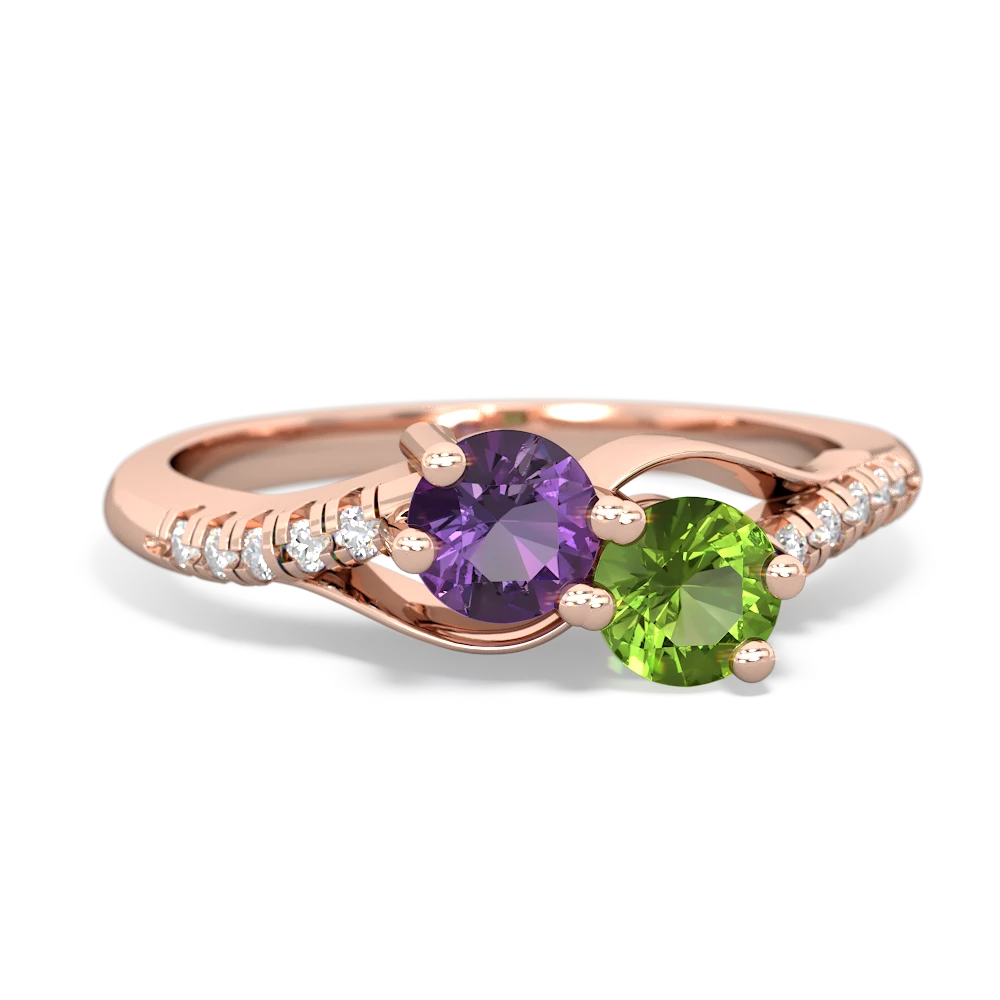 Amethyst Infinity Pave Two Stone 14K Rose Gold ring R5285