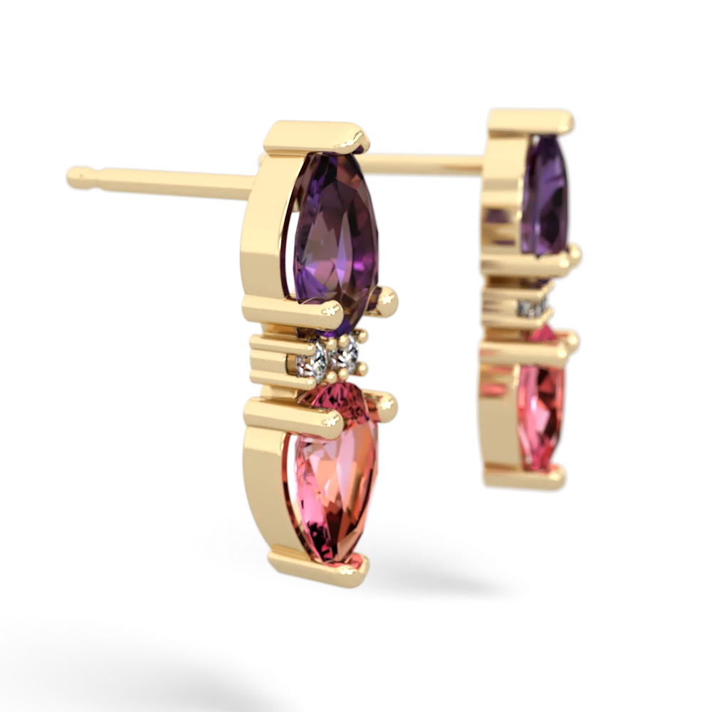 Amethyst Bowtie Drop 14K Yellow Gold earrings E0865