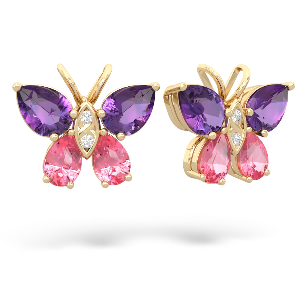 Amethyst Butterfly 14K Yellow Gold earrings E2215