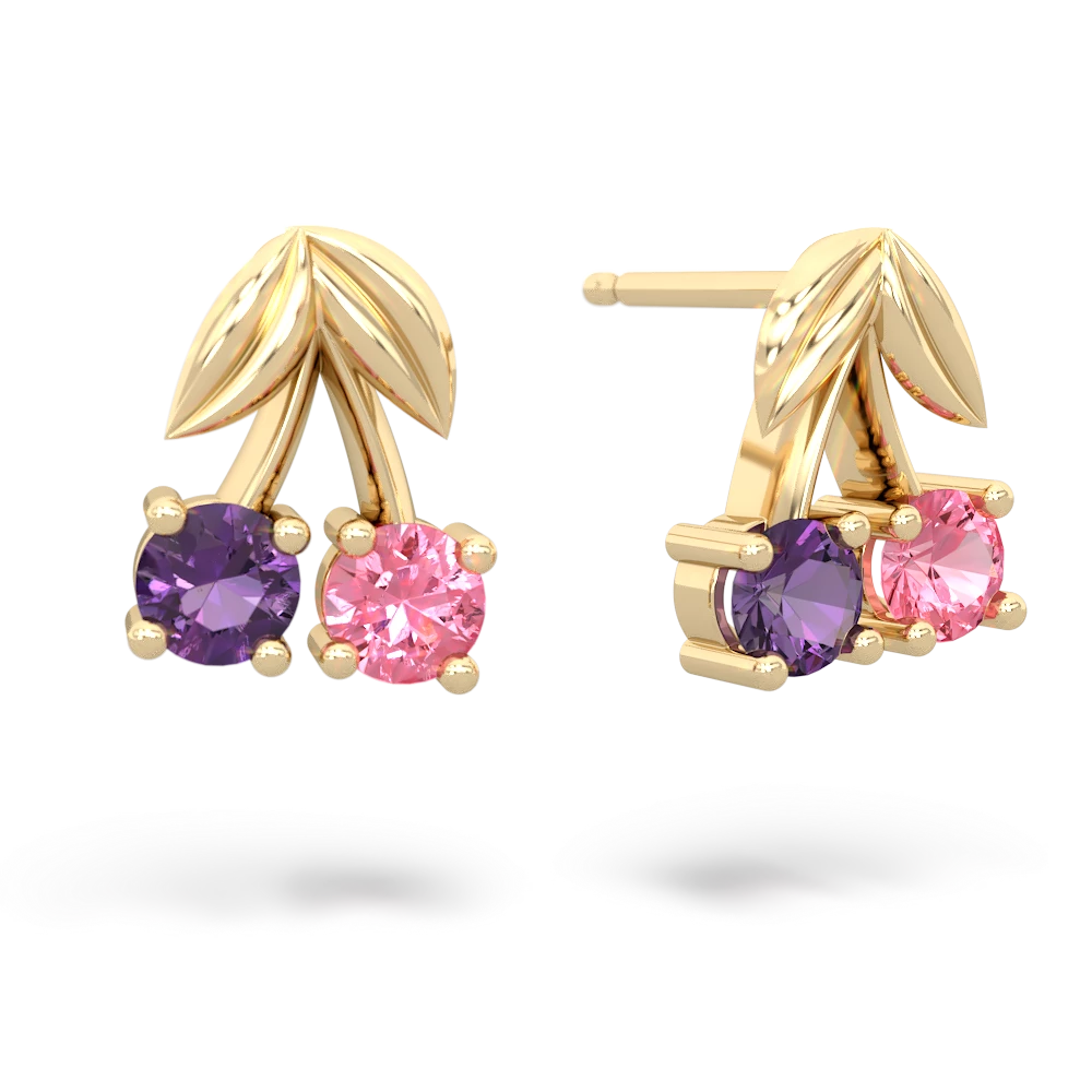 Amethyst Sweet Cherries 14K Yellow Gold earrings E7001