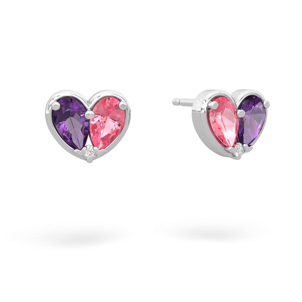 Amethyst 'Our Heart' 14K White Gold earrings E5072