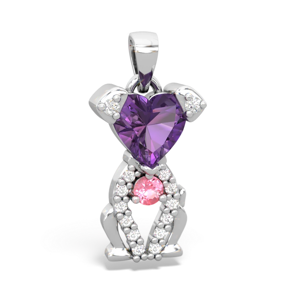 Amethyst Puppy Love 14K White Gold pendant P5800