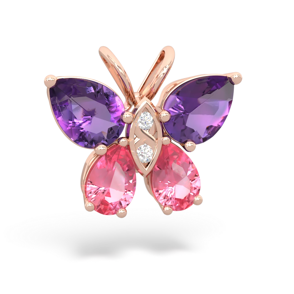 Amethyst Butterfly 14K Rose Gold pendant P2215