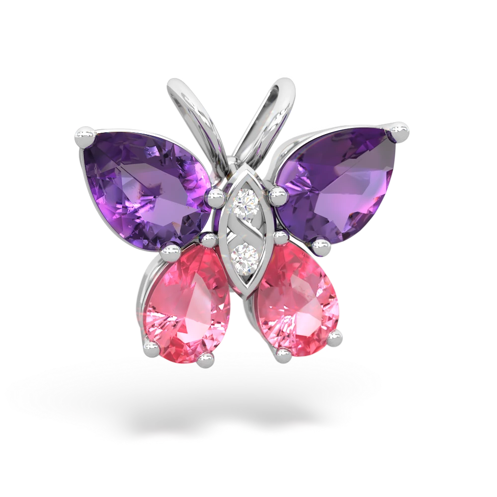 Amethyst Butterfly 14K White Gold pendant P2215