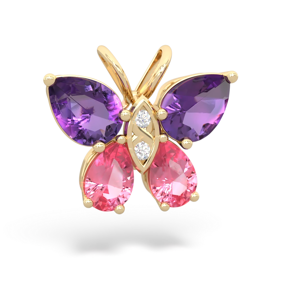 Amethyst Butterfly 14K Yellow Gold pendant P2215