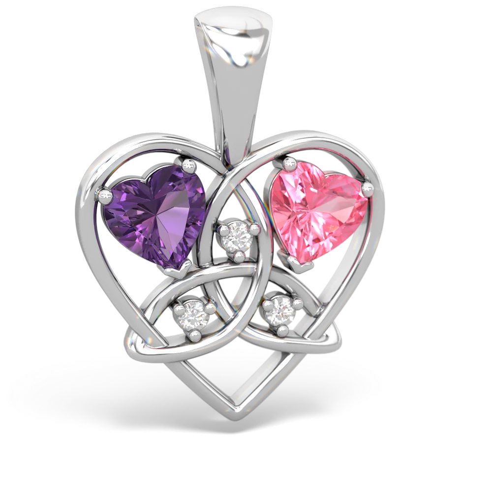 Amethyst Celtic Trinity Heart 14K White Gold pendant P5331