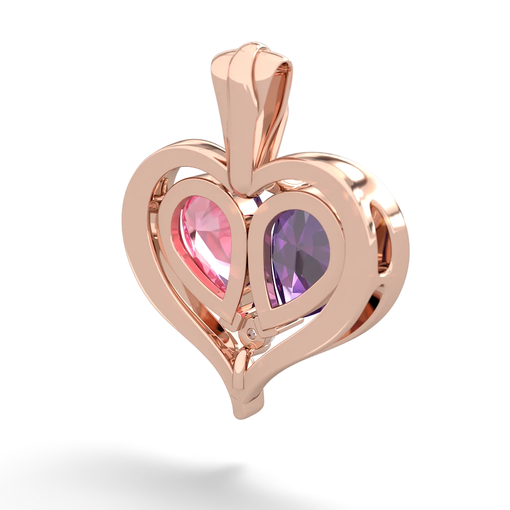 Amethyst Two Become One 14K Rose Gold pendant P5330