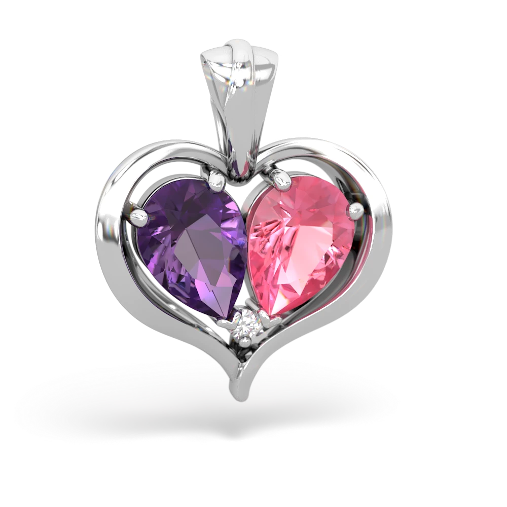 Amethyst Two Become One 14K White Gold pendant P5330