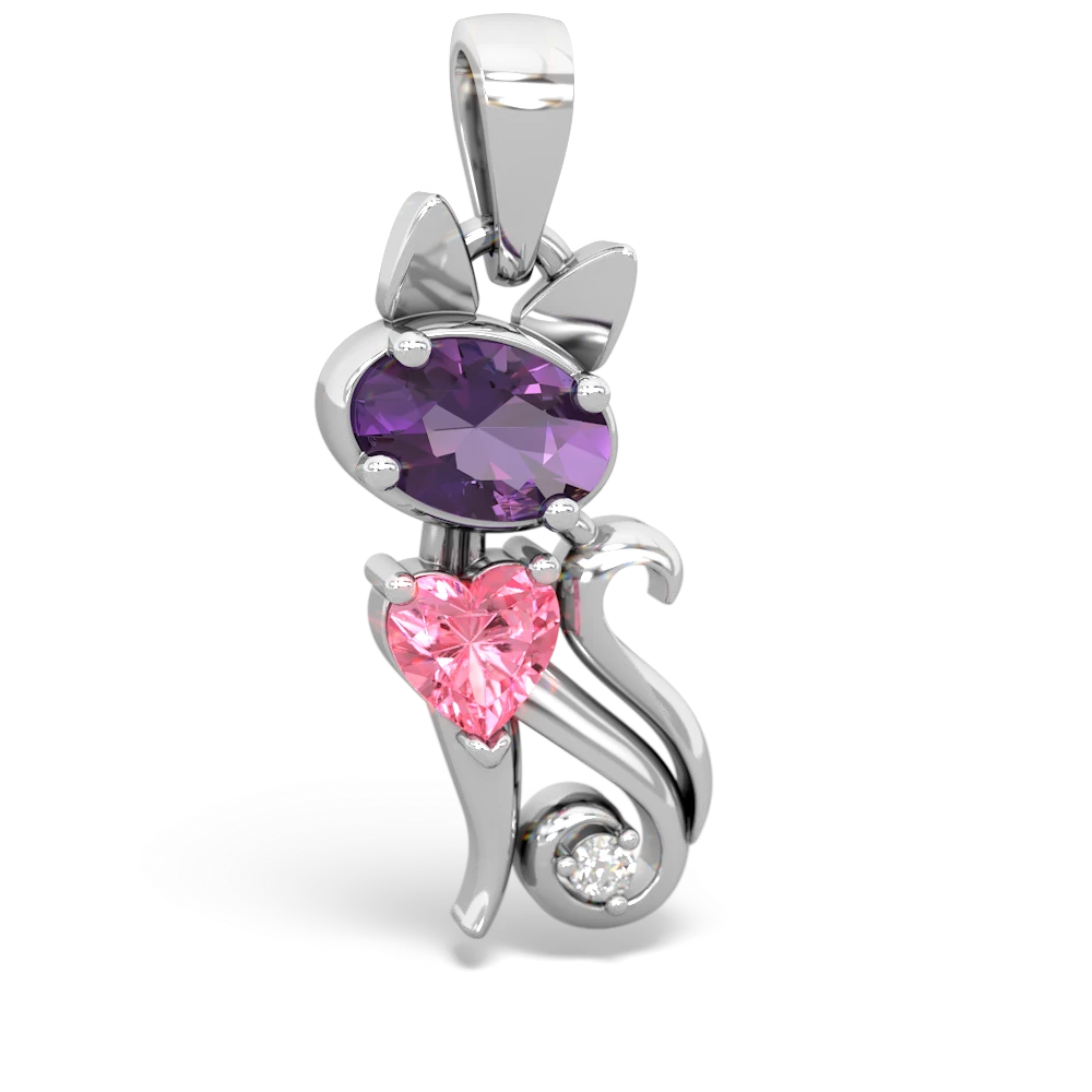 Amethyst Kitten 14K White Gold pendant P5780