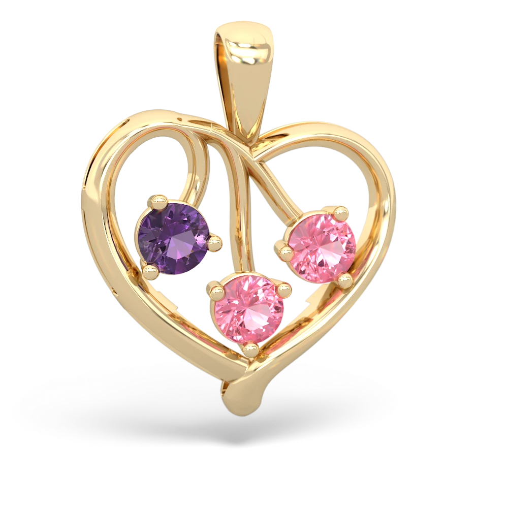 Amethyst Glowing Heart 14K Yellow Gold pendant P2233