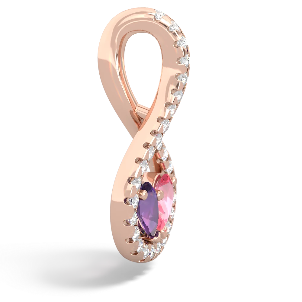 Amethyst Pave Twist 'One Heart' 14K Rose Gold pendant P5360