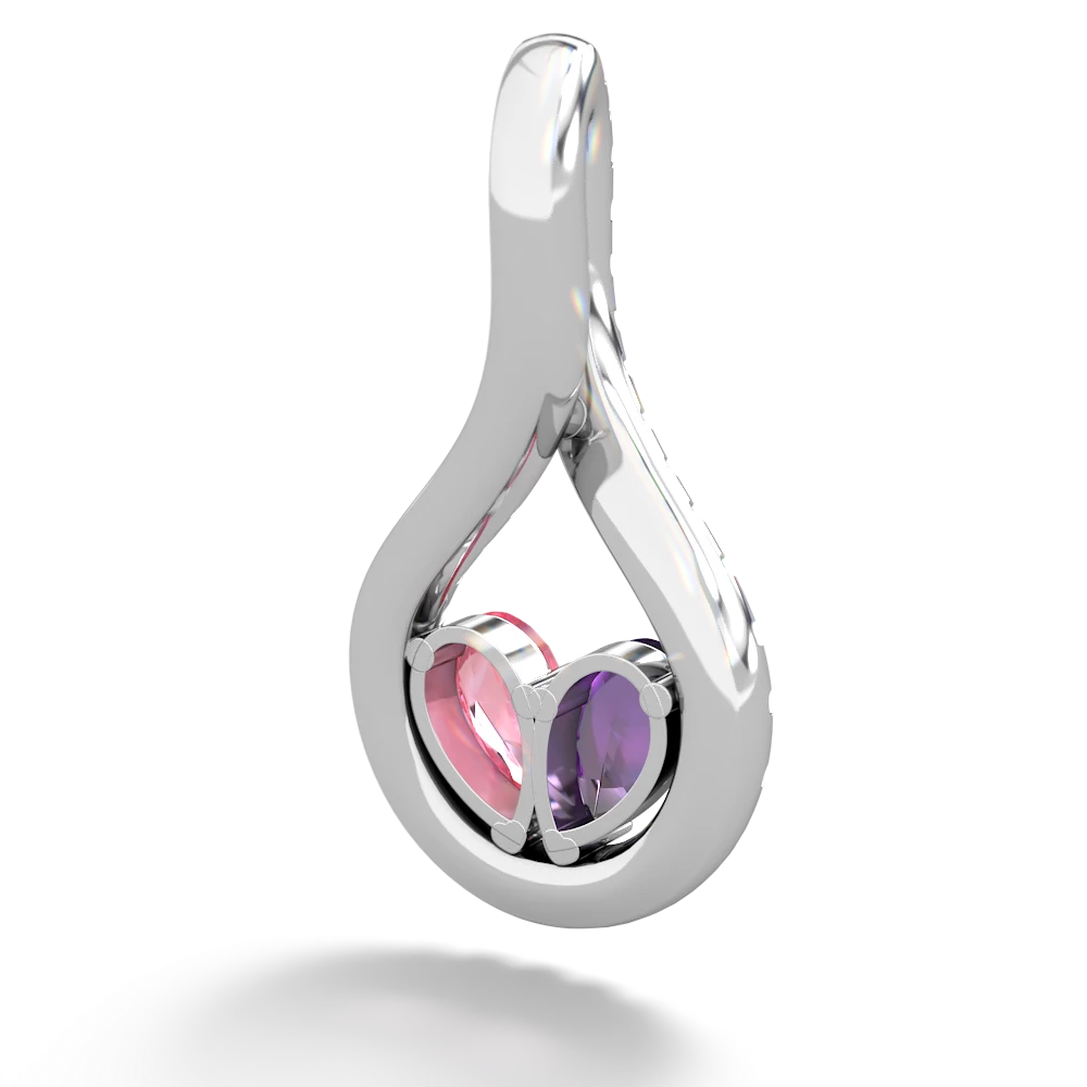 Amethyst Pave Twist 'One Heart' 14K White Gold pendant P5360