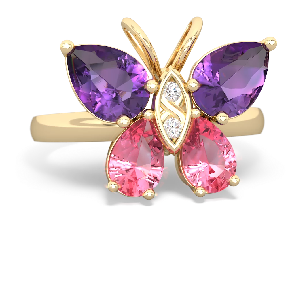 Amethyst Butterfly 14K Yellow Gold ring R2215