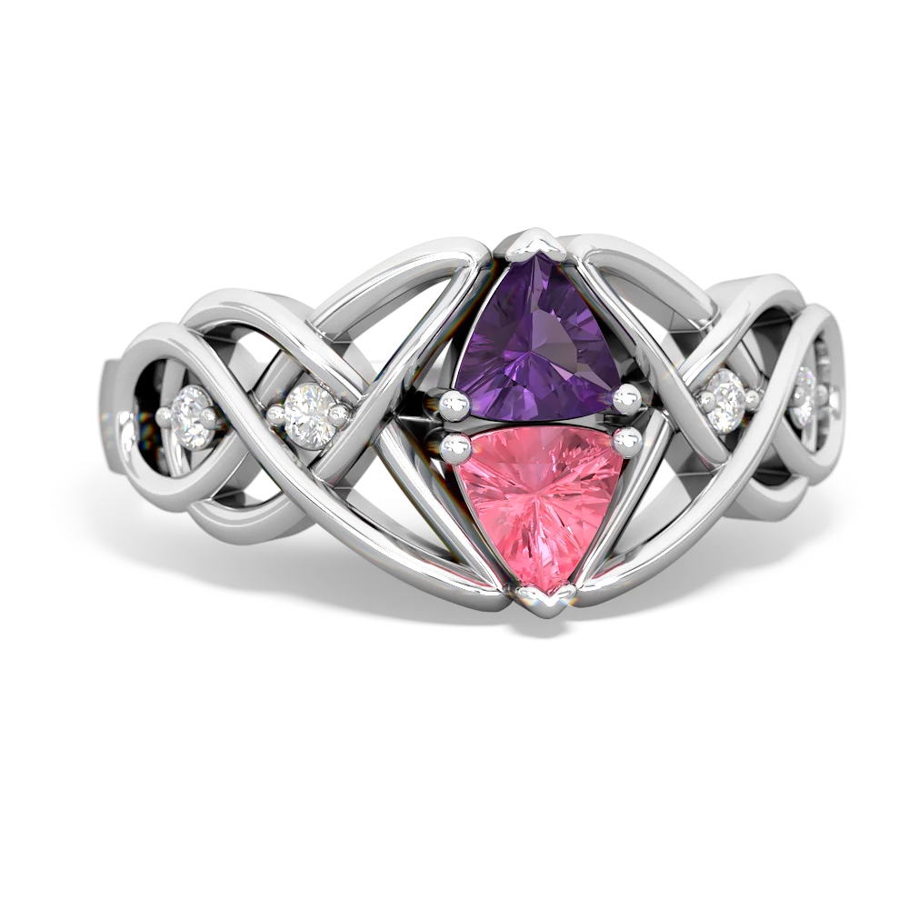 Amethyst Keepsake Celtic Knot 14K White Gold ring R5300