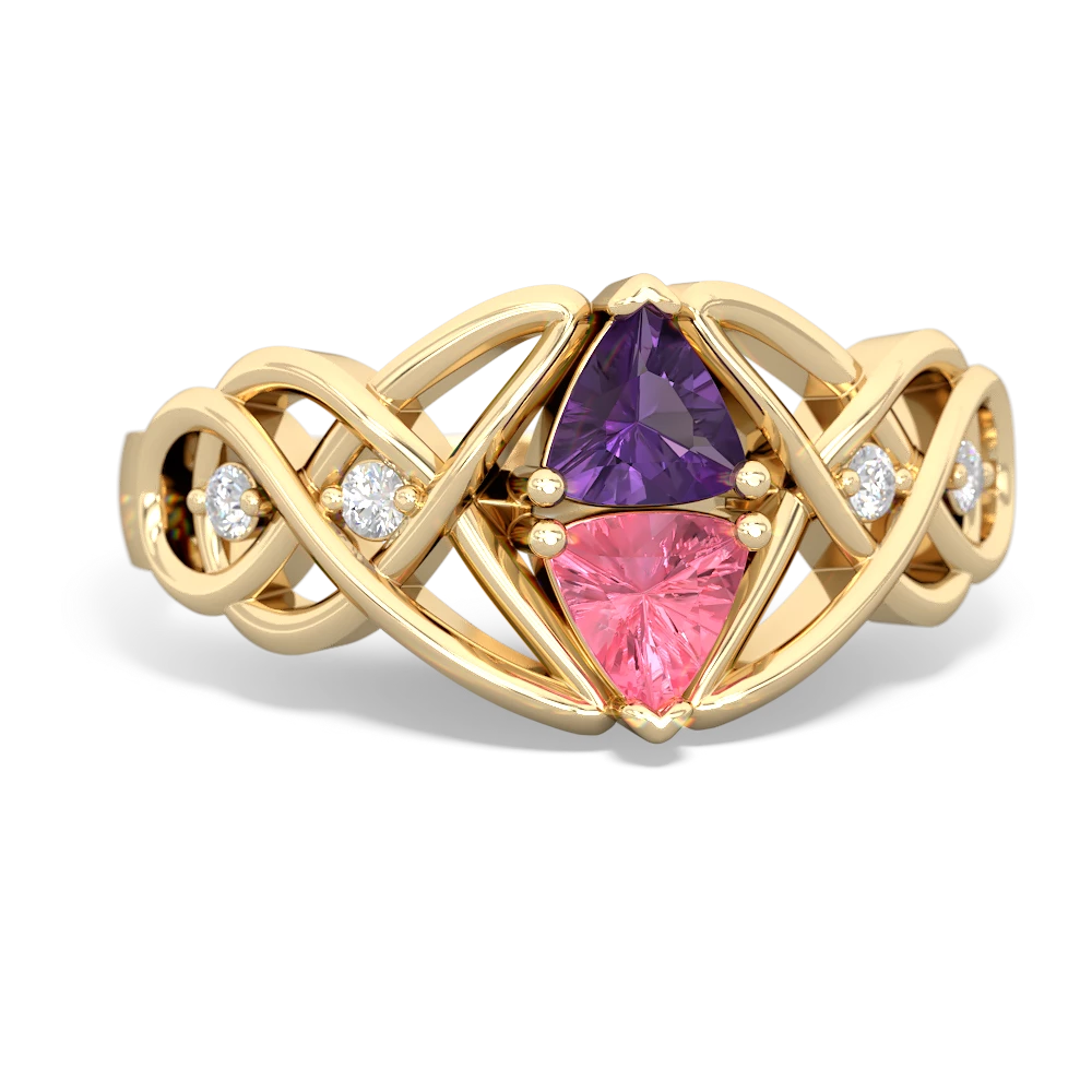 Amethyst Keepsake Celtic Knot 14K Yellow Gold ring R5300