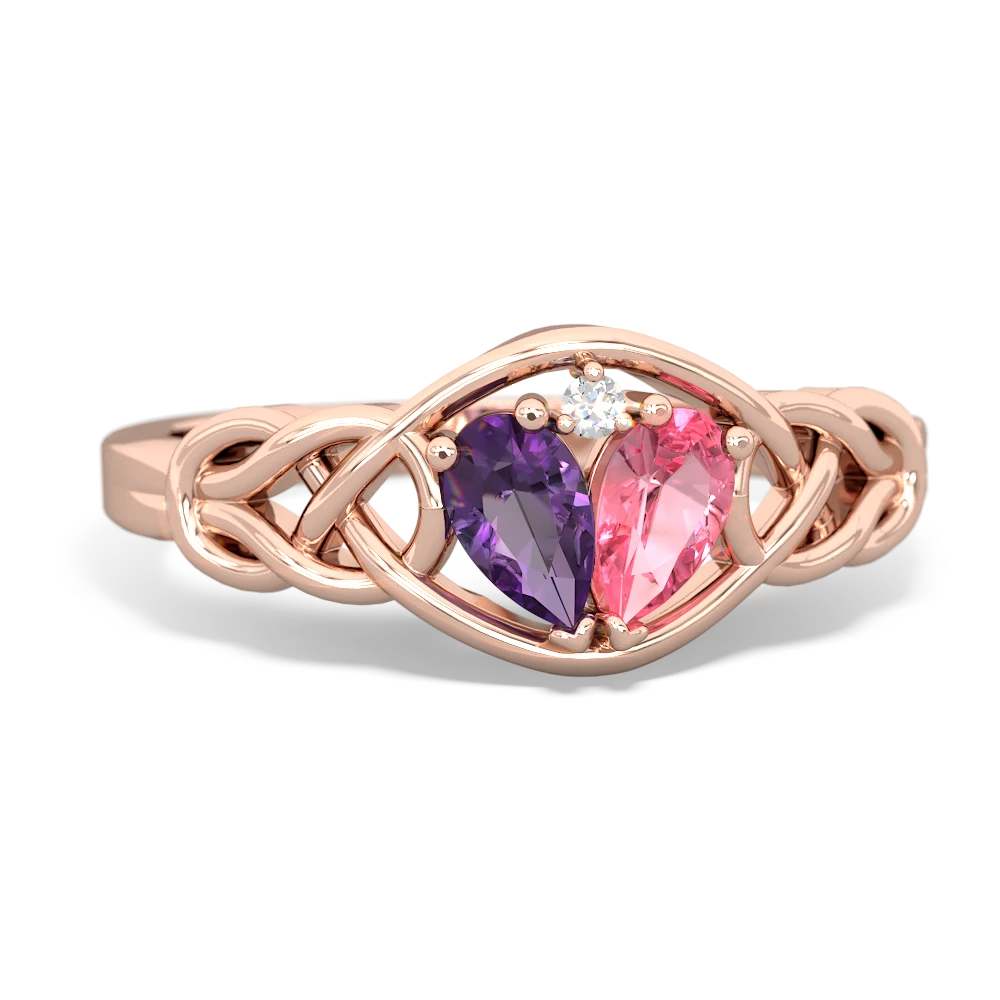 Amethyst Celtic Love Knot 14K Rose Gold ring R5420