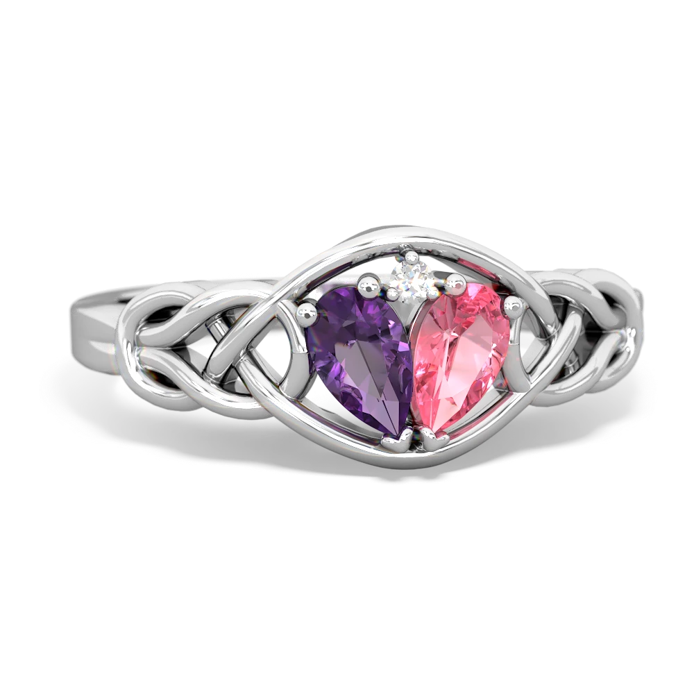 Amethyst Celtic Love Knot 14K White Gold ring R5420