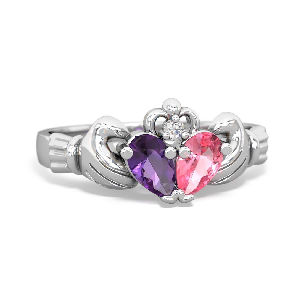 Amethyst 'Our Heart' Claddagh 14K White Gold ring R2388