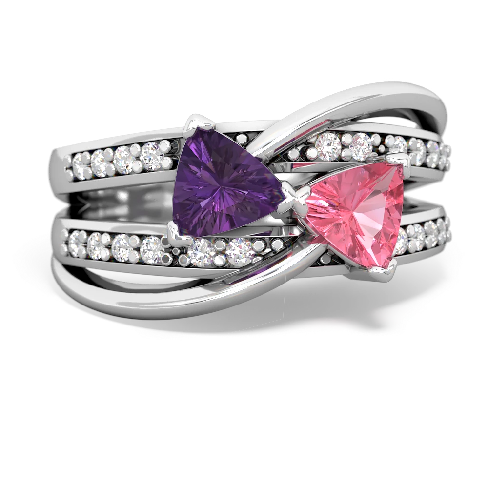 Amethyst Bowtie 14K White Gold ring R2360