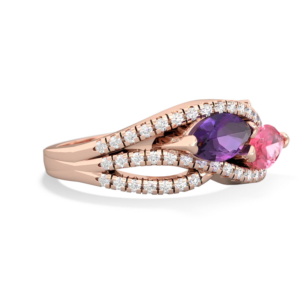 Amethyst Diamond Rivers 14K Rose Gold ring R3070