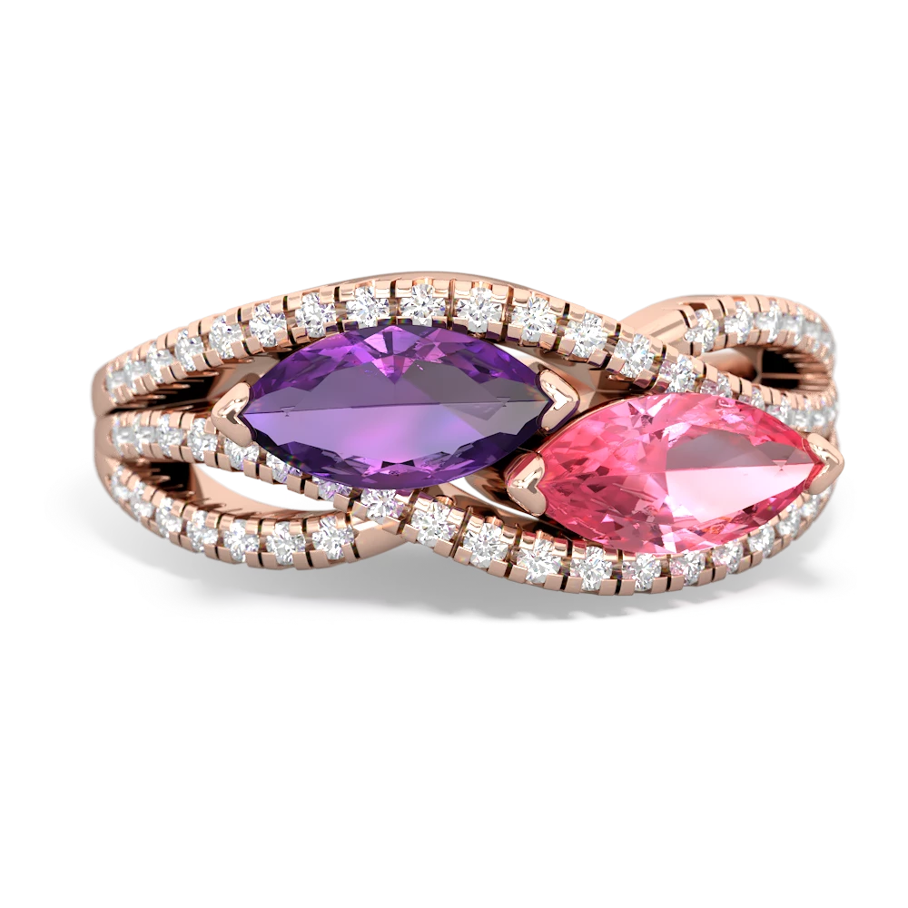 Amethyst Diamond Rivers 14K Rose Gold ring R3070